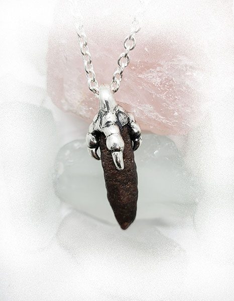 Dinosaur Claw with Natural Ruby Stone Sterling Silver Necklace
