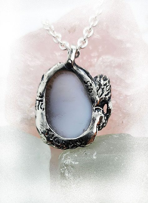 Mermaid with Natural Amethyst Stone Sterling Silver Necklace 3