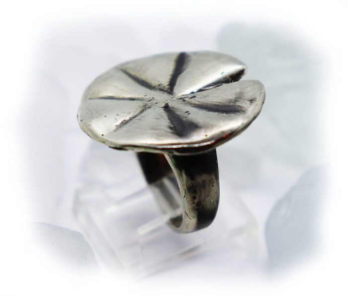 Lily Pad Flower Sterling Silver Ring