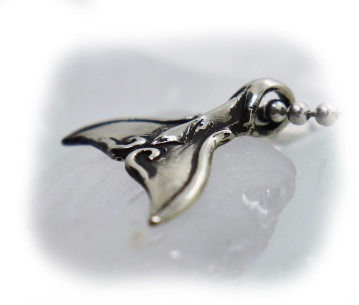 Whale Tail with Design Sterling Silver Pendant 2