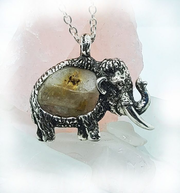 Mammoth with agate necklace