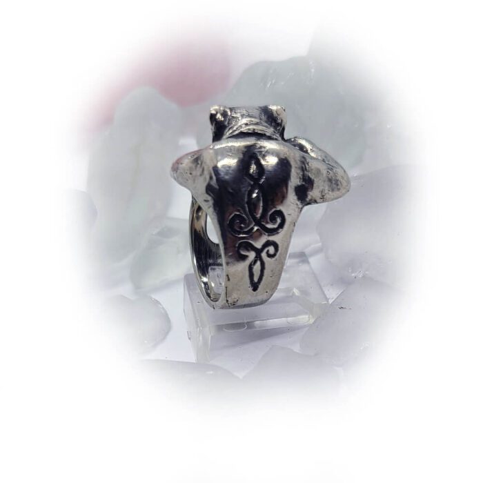 Super Cat with Tattoo Silver Ring 4