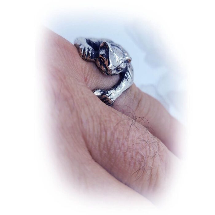 Super Cat with Tattoo Silver Ring 6