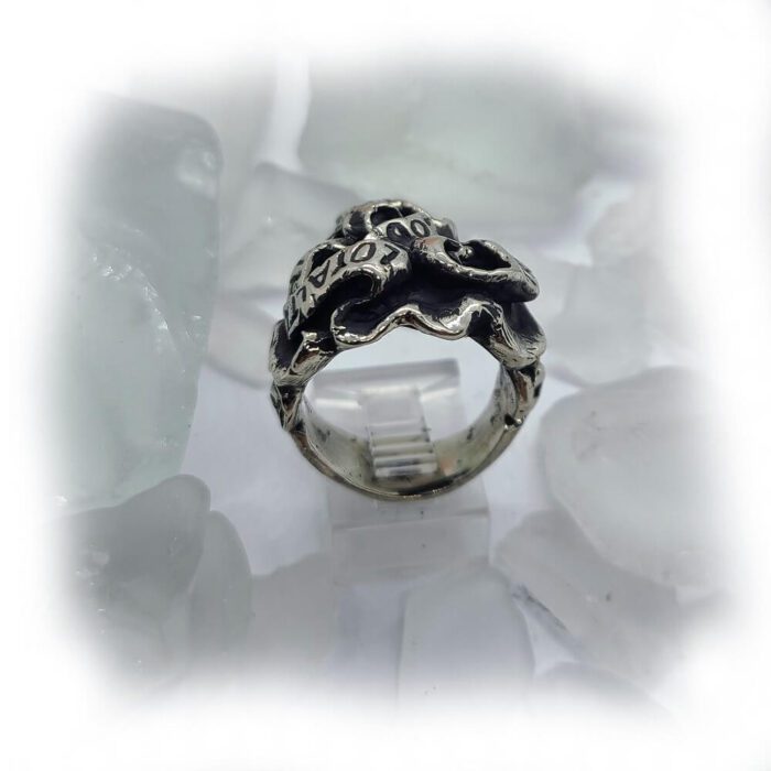 Ribbon Skull Silver Ring 4