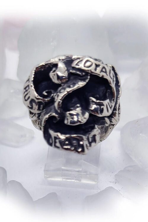 Ribbon Skull Silver Ring