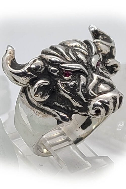 Tribal Raging Bull Stone Ring