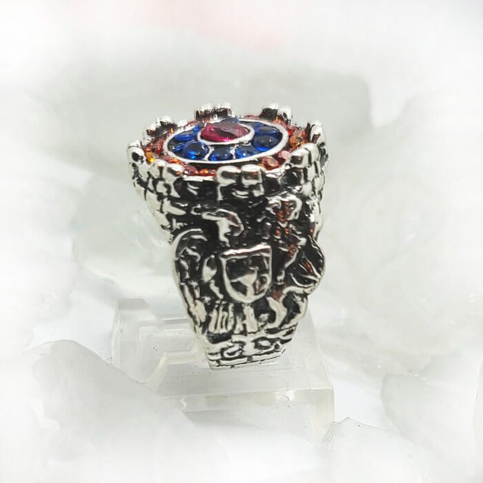 Armenian Sterling Silver Ring with Flag Color CZ Stones 2