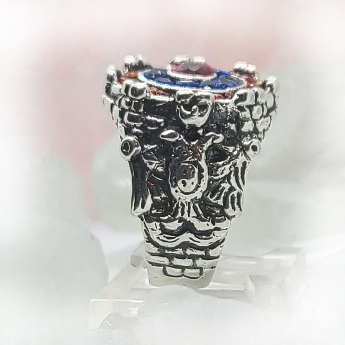 Armenian Sterling Silver Ring with Flag Color CZ Stones 3
