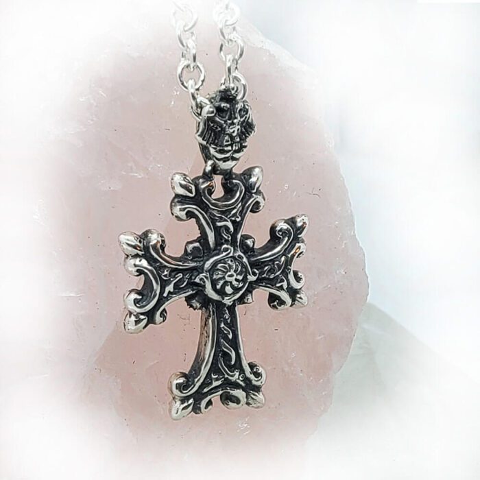 Silver Armenian Cross Pendant with Etchmiadzin Coat of Arms Loop 2