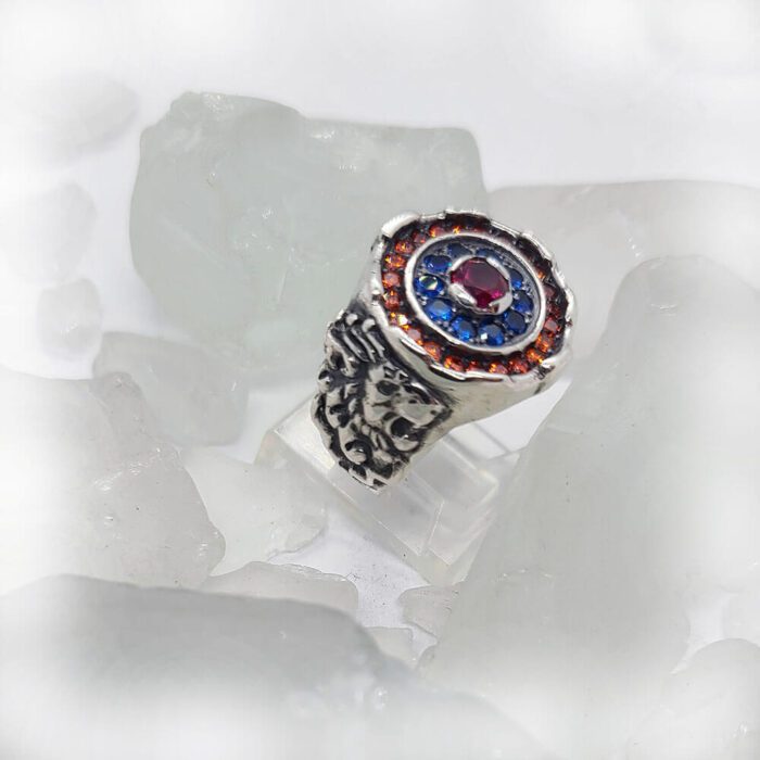 Armenian Sterling Silver Ring with Flag Color CZ Stones Version 2 2