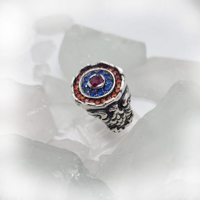 Armenian Sterling Silver Ring with Flag Color CZ Stones Version 2 3