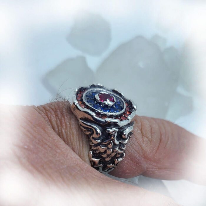 Armenian Sterling Silver Ring with Flag Color CZ Stones Version 2 4