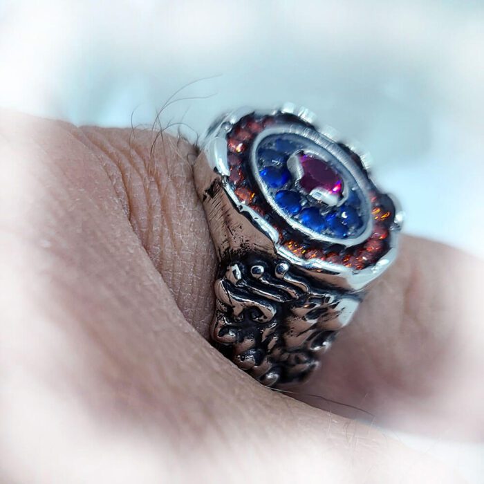 Armenian Sterling Silver Ring with Flag Color CZ Stones Version 2 5