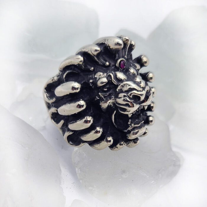 Lion on Fire Ruby Ring 1