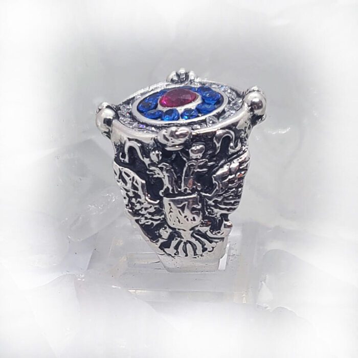 Russian Sterling Silver Ring with Flag Color CZ Stones 3