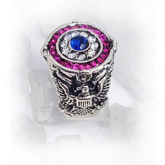 American Sterling Silver Ring with Flag Color CZ Stones 2