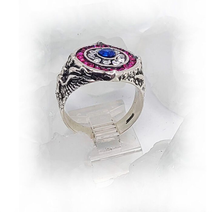American Sterling Silver Ring with Flag Color CZ Stones 3
