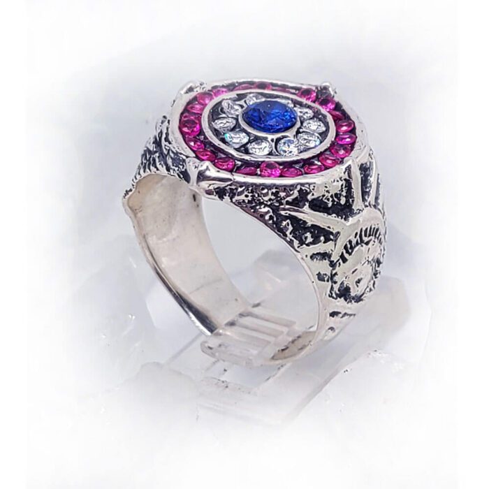 American Sterling Silver Ring with Flag Color CZ Stones 5