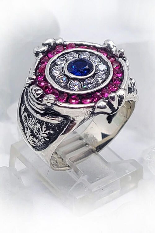 France Sterling Silver Ring with Flag Color CZ Stones