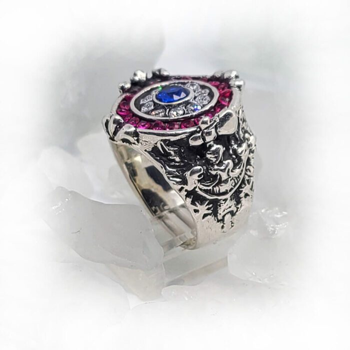 France Sterling Silver Ring with Flag Color CZ Stones 2
