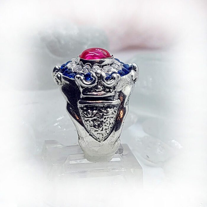 France Oval Silver Ring with Flag Color CZ Stones 5