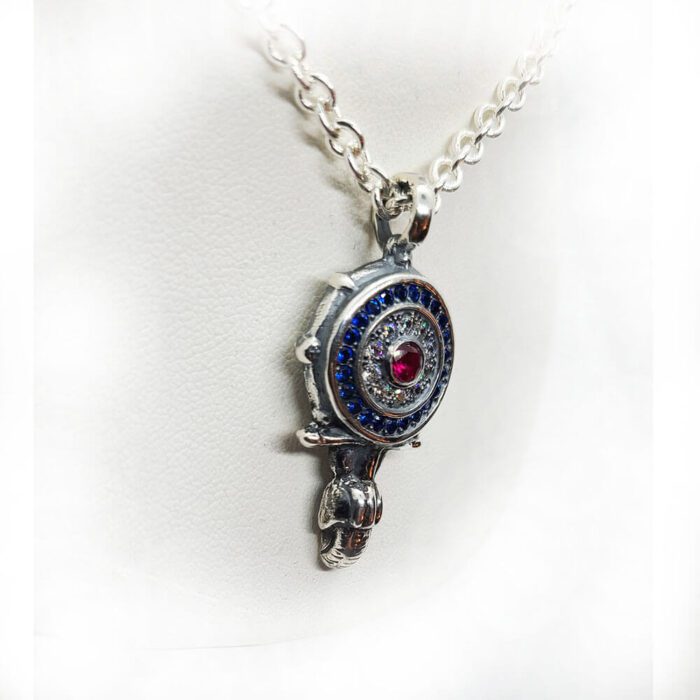 Mod Scooter Target Pendant with Stones 2