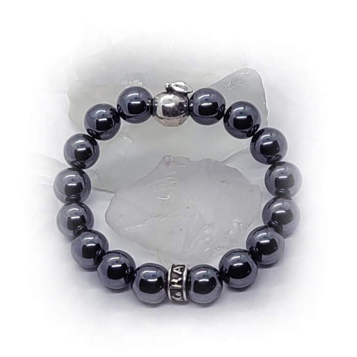 Silver Apple Hematite Beads Bracelet 