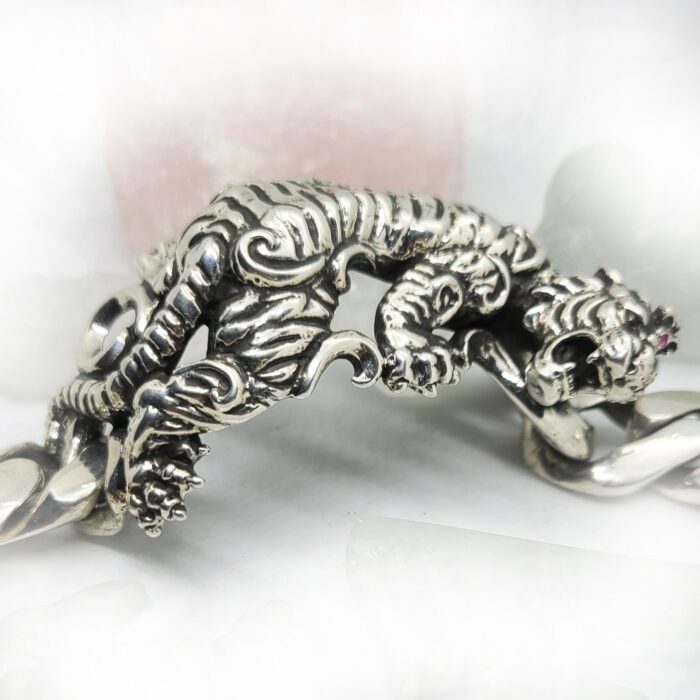 Attacking Tiger Sterling Silver Bracelet 3