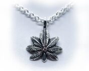 Marijuana with Ruby Stone Sterling Silver Pendant