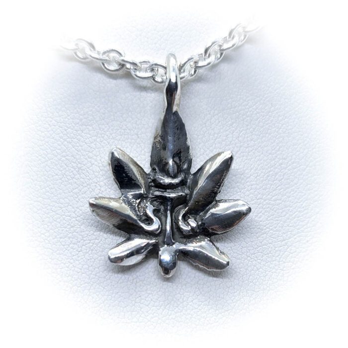 Marijuana with Ruby Stone Sterling Silver Pendant 3