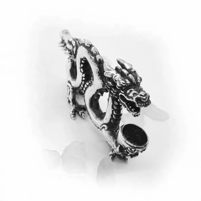 Dragon With Jar Sterling Silver Pipe 2