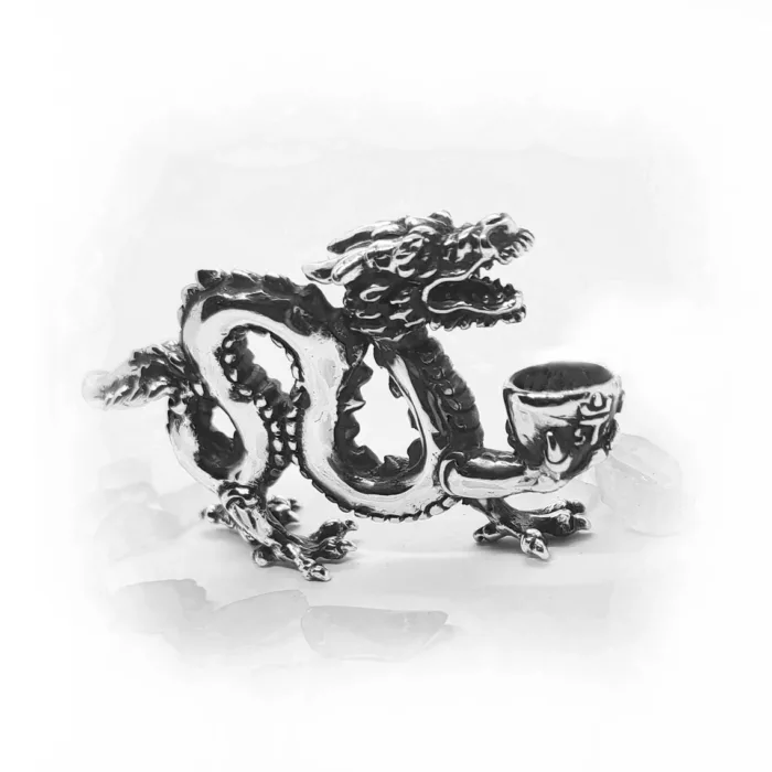 Dragon With Jar Sterling Silver Pipe 4