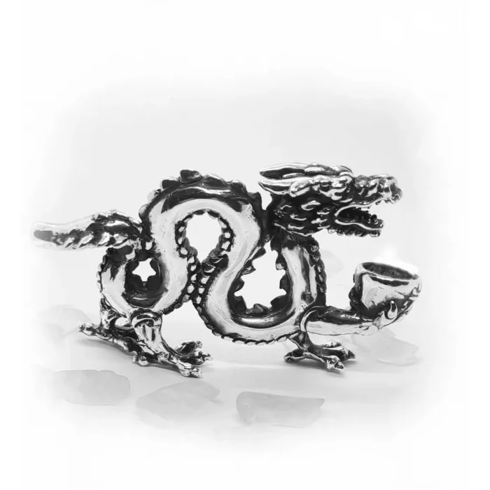 Dragon With Jar Sterling Silver Pipe