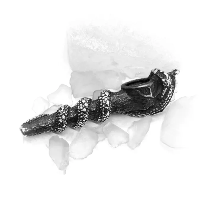 Snake Wrapped Sterling Silver Pipe 3