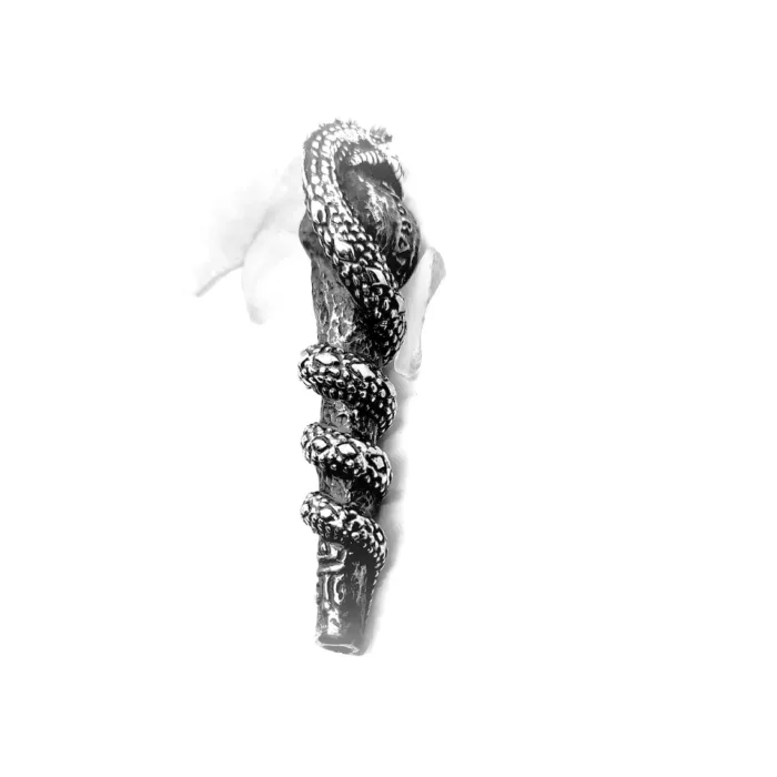Snake Wrapped Sterling Silver Pipe 4