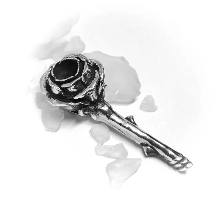 Rose Head Sterling Silver Pipe