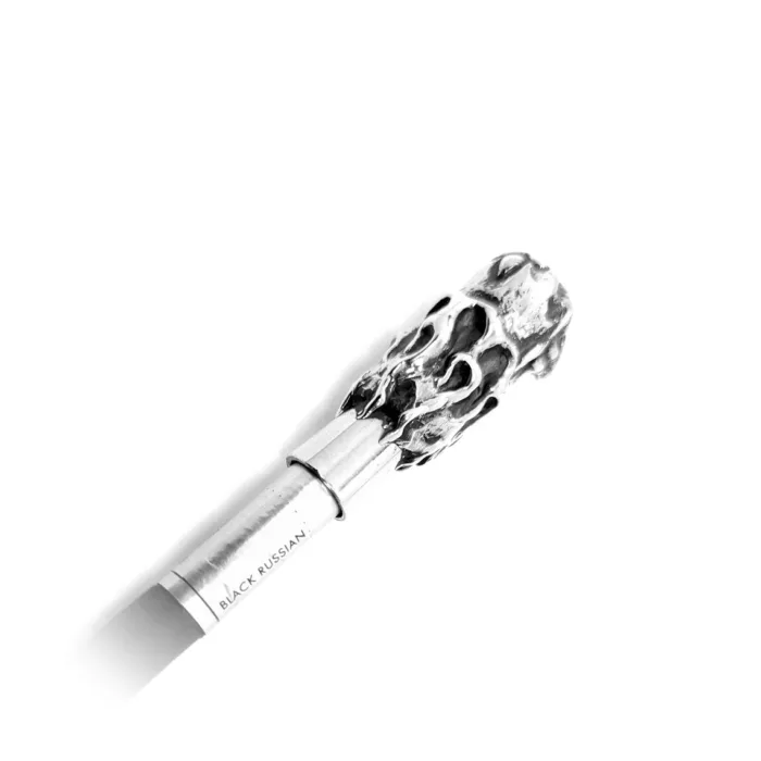 Skull with Fire Sterling Silver Cigarette Pipe 2
