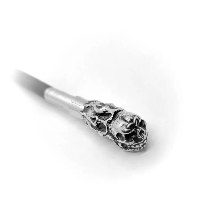 Skull with Fire Sterling Silver Cigarette Pipe 3