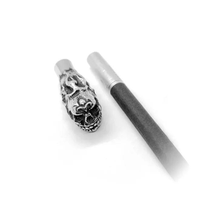 Skull with Fire Sterling Silver Cigarette Pipe 5