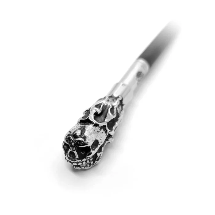 Skull with Fire Sterling Silver Cigarette Pipe