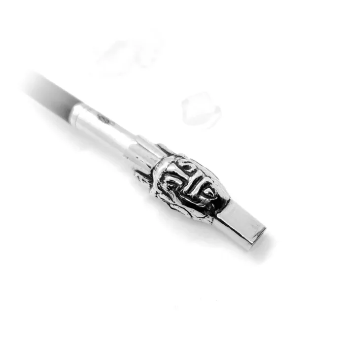 Skull with Flower Tattoo Sterling Silver Cigarette Pipe 3