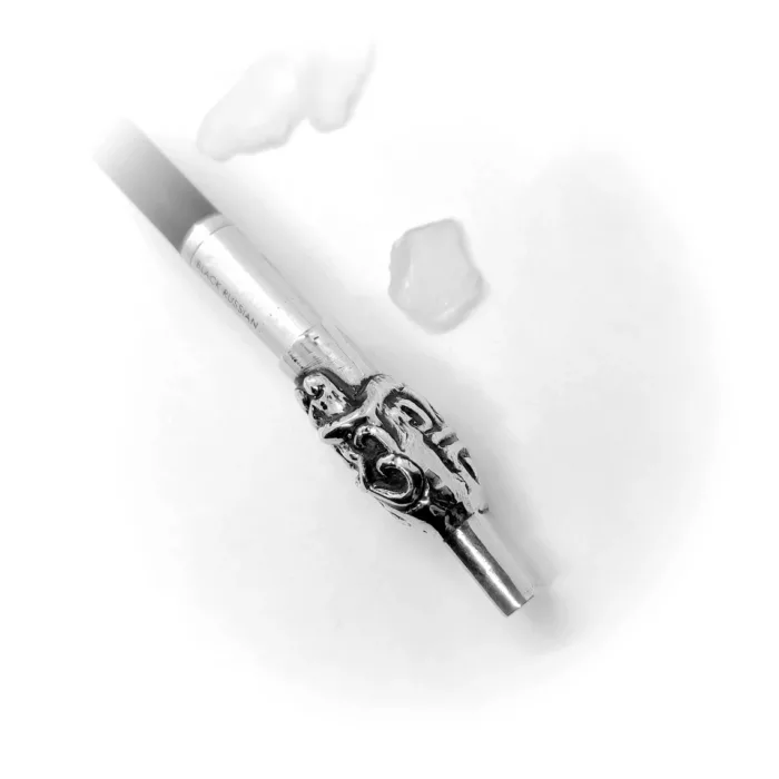 Skull with Flower Tattoo Sterling Silver Cigarette Pipe 4