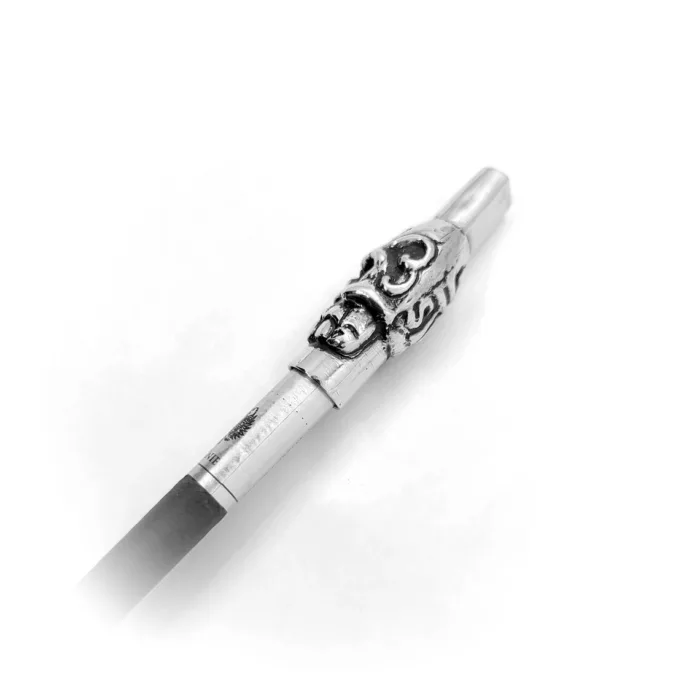 Skull with Flower Tattoo Sterling Silver Cigarette Pipe 6