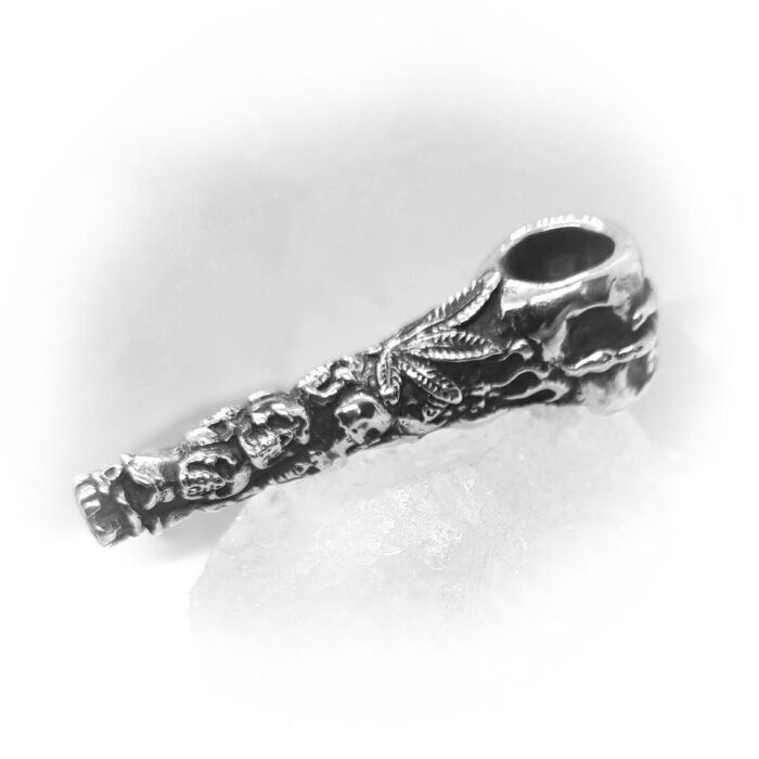 Skulls in Fires Sterling Silver Pipe 3