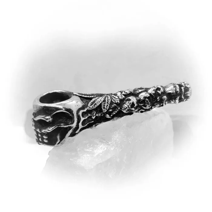 Skulls in Fires Sterling Silver Pipe 4