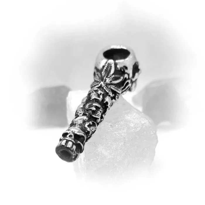Skulls in Fires Sterling Silver Pipe 6
