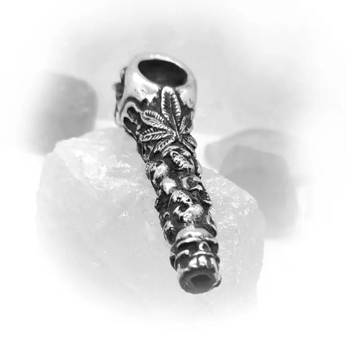Skulls in Fires Sterling Silver Pipe 7