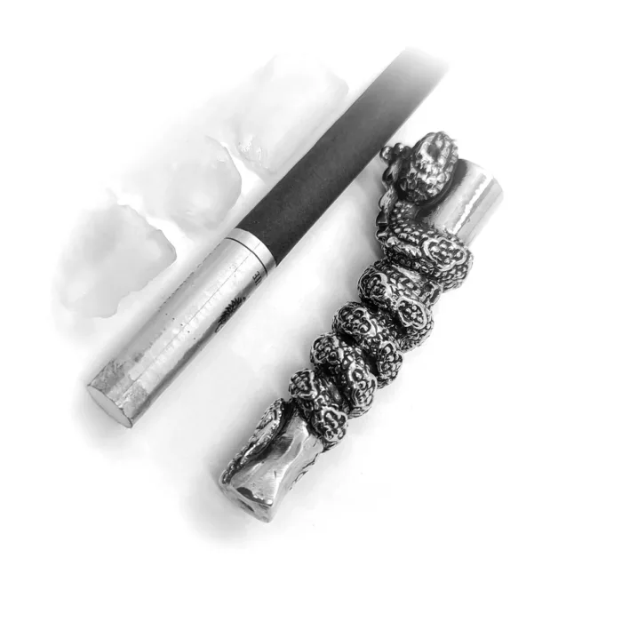 Snake Wrapped Around Sterling Silver Cigarette Pipe 3