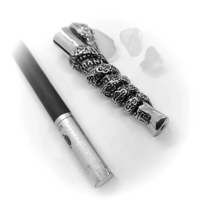 Snake Wrapped Around Sterling Silver Cigarette Pipe 4