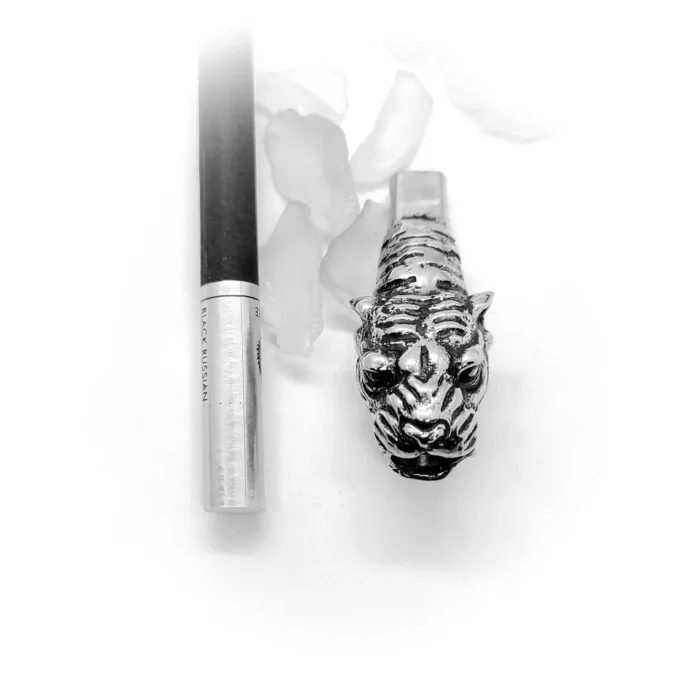 Tiger Head Sterling Silver Cigarette Pipe 5